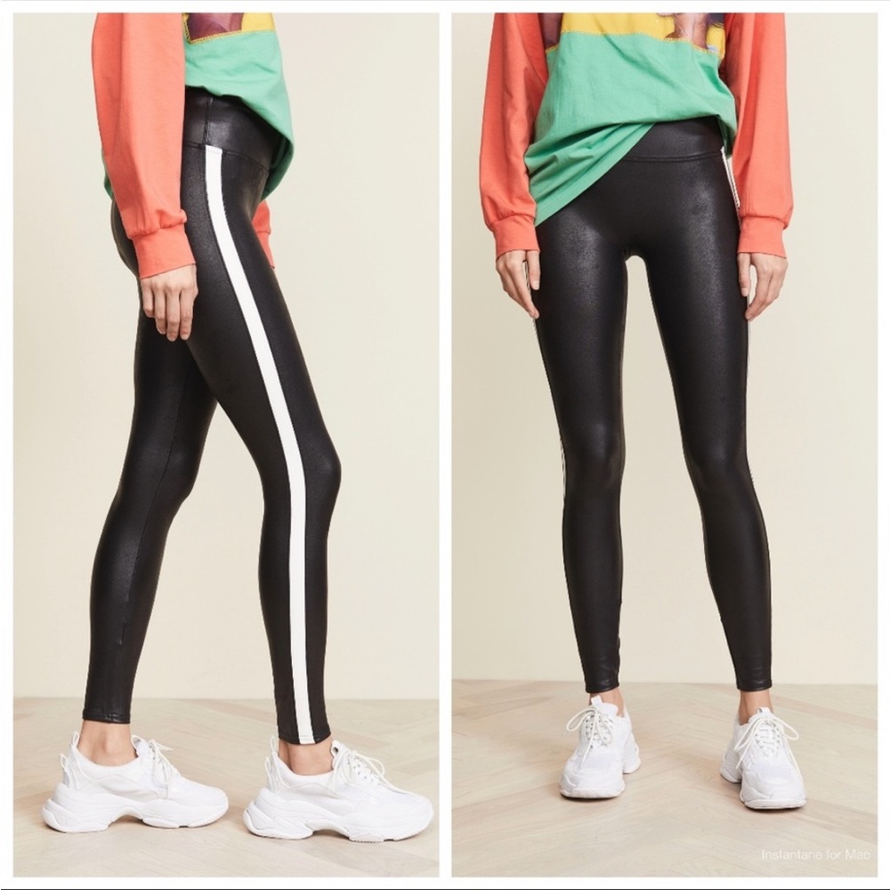 NEW NWT SPANX Faux Leather Side Stripe Leggings size M